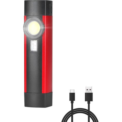 Lampe de travail multifonctionnelle COB, chargement USB, voyant rouge, lampe torche LED aimantée, lampe de maintenance portable. (1/5)