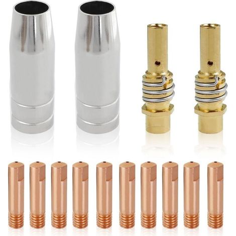 Accessoires de torche MIG 0,8 mm – 14 pièces en cuivre pour MB15AK : buses de gaz, embouts de contact et diffuseurs