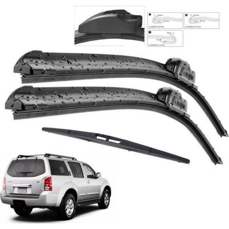 Balai Essuie-Glace - Pour Nissan Pathfinder R51 2005-2012 - Avant et Arrière - Lot de 3 (1/4)