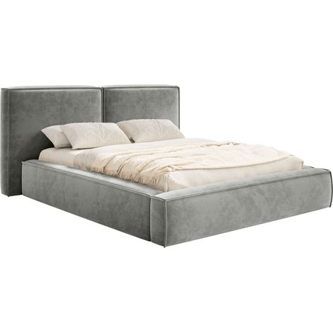 Selsey Tilves – Polsterbett 200x200 mit Bettkasten, Lattenrost, Velours, grau