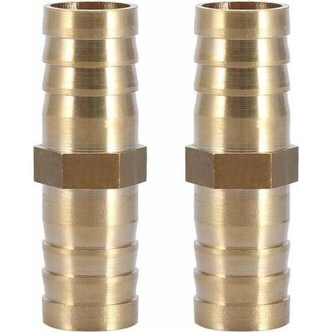 (16mm 2pcs)Raccord de Tuyau Droit à Deux Voies Raccord en Laiton Barbelé Connecteur de Tube Jonction 6/8/10/12/14/mm (1/5)