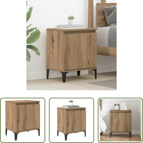 Rangement caché -  Cabinet de chevet Chêne artisanal 40 x 30 x 50 cm (1/5)