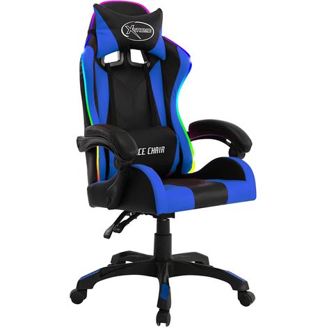 Maison Exclusive - Sedia da Gaming con Luci a LED RGB Blu e Nera in Similpelle (1/5)