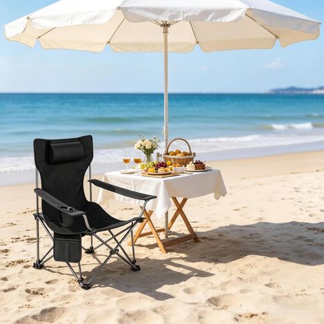 Chaise de randonnée pliante ergonomique avec repose-pieds extensible, portable pour camping pêche loisirs