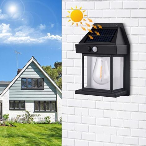 Lampe murale d'induction solaire Lumière chaude, coucher sans fil à l'aube Capteur de mouvement LED Sconce Lights IP65 imperméable. (1/5)