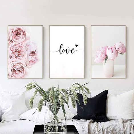 Affiche murale sur toile représentant une rose, motif nature (3 pièces 3040cm) (1/3)