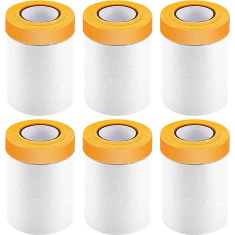 Paint Protection Sheet, 6PCS Paint Protection Sheet, Plastic Paint Protection Sheet, Floor Paint Protection Sheet, Masking Film with Tape Suitable for Furniture Dustproof Protection (1/5)