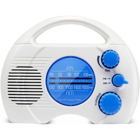 Radio Portable Étanche à 4 Niveaux pour Douche AM FM Mini Radio de Salle de Bain avec Carte Enfichable
