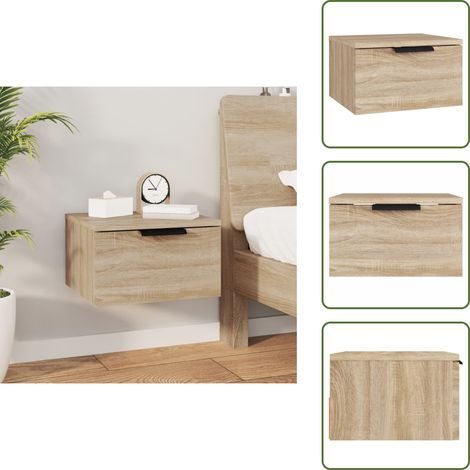 Comodino in legno multistrato - vidaXL Comodino a Muro Rovere Sonoma 34x30x20 cm - Comodino in Rovere Sonoma