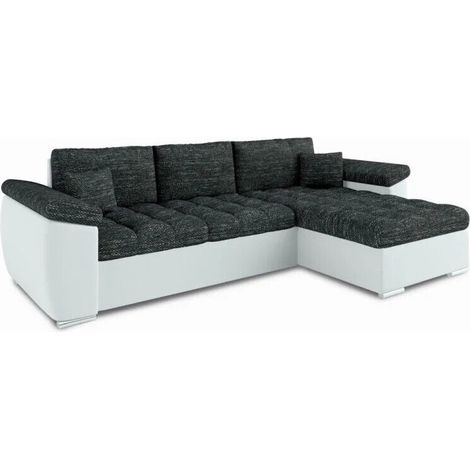 Vegas Universal L-Shape Corner Sofa Bed - Dark Grey & White