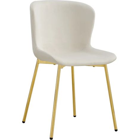 Lot 2 Chaises Salle à Manger Elen Velours Écru Pieds Gold (1/5)