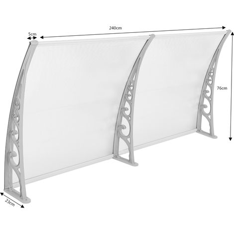 Marquise Auvent de Porte en polycarbonate 80x240cm (1/4)