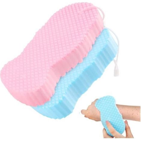 Éponge de douche exfoliante super douce 3D pour bébé, enfants et adultes - Bleu - Haute qualité (1/4)