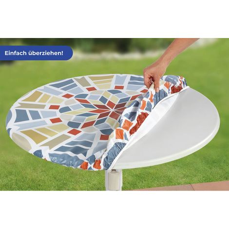 Weihnachtstischdecke - Fleckenabweisende Tischdecke, waschbares Polyester (150 cm), rechteckige und runde Tischdecke für Weihnachtsfeiern (Kreis)
