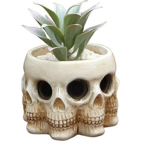 Pots de fleurs en résine en forme de crâne, pour la décoration de bureau.