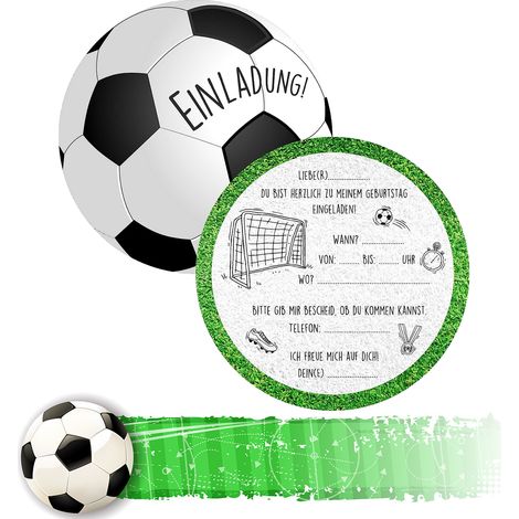 Cartes D'invitation Football Rondes - 12 7 Cm - Pour Fête D'anniversaire Enfants - 14 Pièces (1/5)