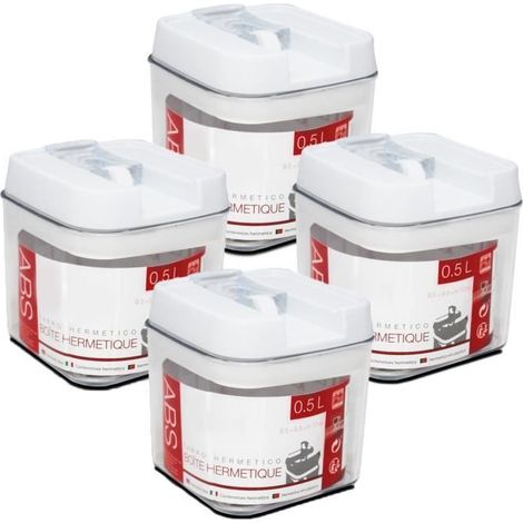 Lot 4 boîte hermétique,pot conservation avec couvercle,capacité 0.5 L - Longueur 9.5 x Profondeur 9.5 x Hauteur 10 cm (1/2)