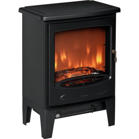 Cheminée électrique LED sur pied avec effet de flamme 900/1800W noir (1/5)