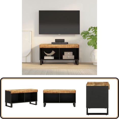 Meuble TV 85x33x43,5 cm bois massif de manguier - Meubles Tv - Meuble Tv Industriel - Rangement Media - Support Tv - Meuble Salon
