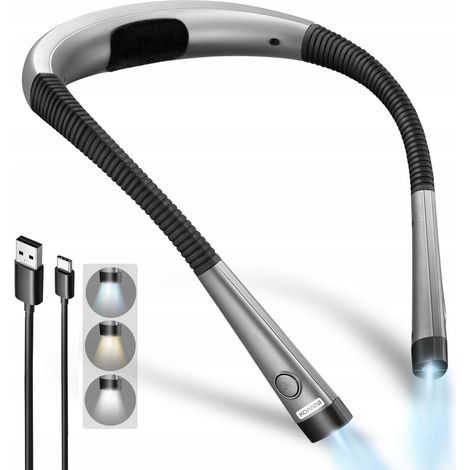 LED-Nackenlampe zum Lesen von Büchern, Nachtlampe, 3 Farben + 5 Helligkeitsstufen