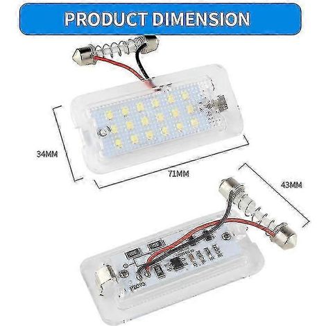 2x Feux de plaque d'immatriculation à LED compatibles avec Fiat 500 / Abarth 500 2007-2016 Canbus Blanc xénon () (1/4)