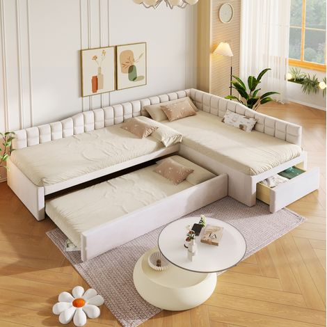 Letto angolare con letto estraibile e cassetti OKMYHOME (1/5)