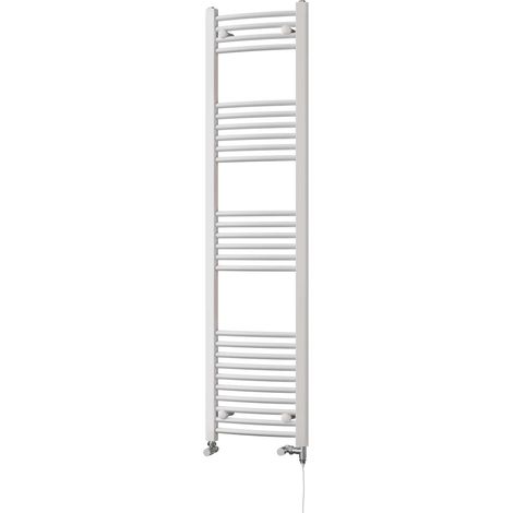 Zennor - White Dual Fuel Towel Rail H1600mm x W400mm Standard - Curved (1/3)