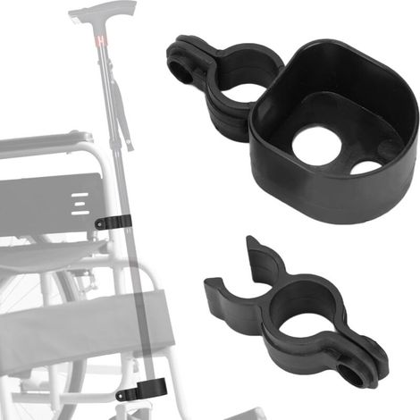Support de Canne pour Déambulateur, Support de Bâton Marche pour Fauteuil Roulant Support de Canne Pratique Support de Béquille Polyvalent pour Fauteuils Roulants Scooters Électriques (1/5)