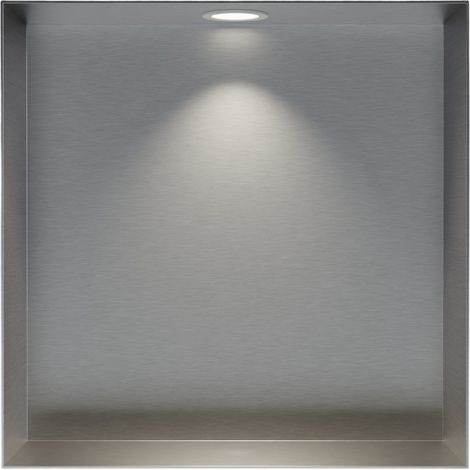 Bernstein – Niche murale douche étanche en acier inox 20x30cm – Spot LED inclus – Montage encastré – Couleur au choix : brossé ou noir - NT203010X