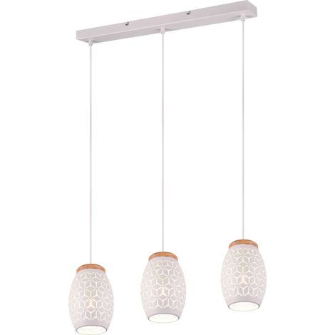 Lampada a sospensione 3 luci, metallo, bianco opaco, L71 cm, Bidar (1/5)