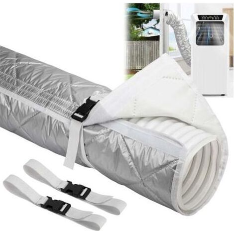 Gaine isolante matelassée pour tuyau de climatiseur, avec 2 sangles à boucle réglables, pour conduit d'évacuation de climatiseur portable de 15 cm de diamètre. (1/5)
