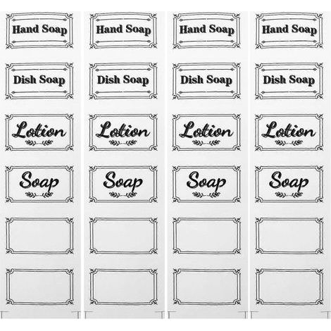Set mit 6 abnehmbaren, transparenten Aufklebern für Flüssigseifenflaschen – 21,00 x 5,50 x 0,01 cm (1/4)