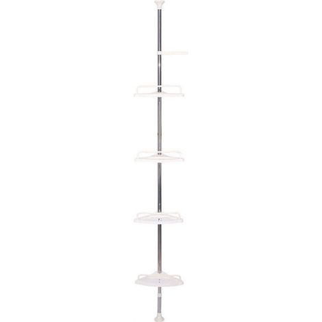Étagère de douche télescopique 100-320 cm Étagère de douche réglable en hauteur sans perçage Étagère télescopique Étagère d'angle avec 4 paniers (1/5)