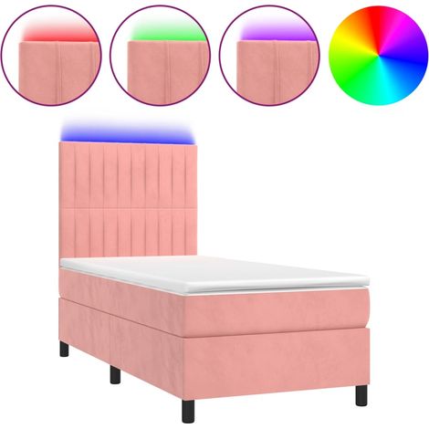 Maison Exclusive - Boxspringbett mit Matratze & LED Rosa 100x200