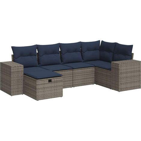 Maison Exclusive - 6-tlg. Garten-Sofagarnitur mit Kissen Grau Pol (1/5)