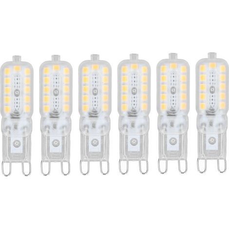 Lot de 6 ampoules LED G9 5W intensité variable blanc chaud 110-140V pour plafonnier applique et lampe de table (1/5)