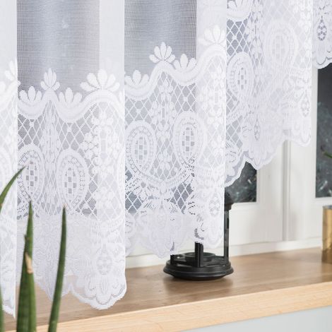 Rideau jacquard prêt à poser Daria 400x160cm blanc (1/3)