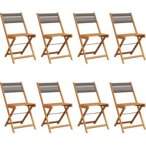 Maison Exclusive - Sedie da Giardino Pieghevoli 8pz Grigie Legno Massello Acacia