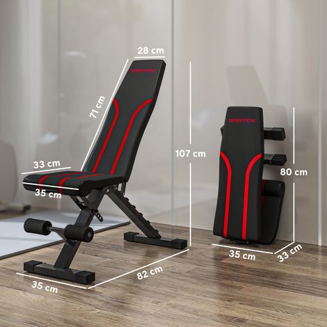 Banc de musculation pliable, banc multifonctionnel incliné pour abdominaux avec 6 dossiers réglables, noir (1/5)