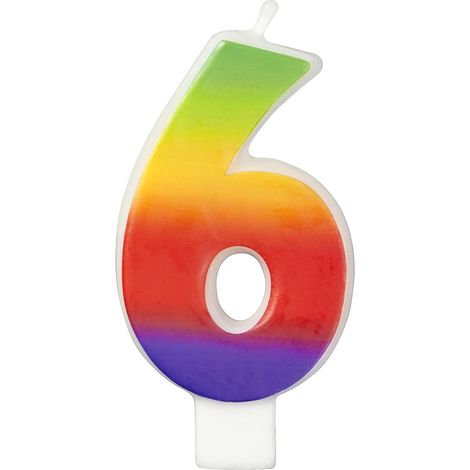 Wilton candela numero 6 arcobaleno 7,5 cm torta