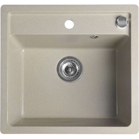 Sapho Fregaderos - Fregadero de granito, 53x50 cm, beige GR1032 (1/4)