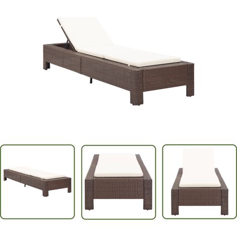 The Living Store Sonnenliege mit Auflage Braun Poly Rattan - Sonnenliege - Gartenliege - Relaxliege - Poolliege - Outdoor Möbel (1/5)