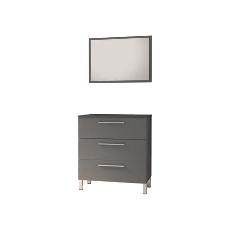 ONDEE - Mueble de baño PALLAS - 80cm - Gris - Mueble lavabo negro