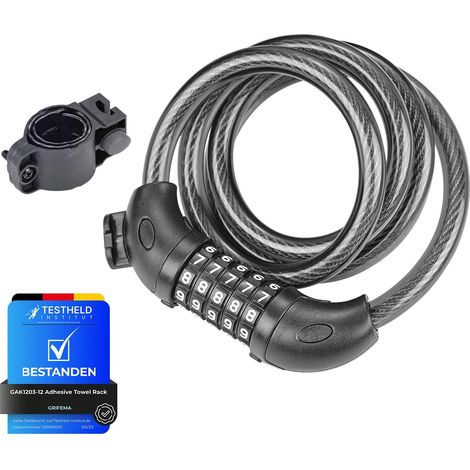 Chaîne Antivol Vélo 120 CM, Serrure de câble pour Vélos, Motos, Trotinette Electrique, Noir (1/5)