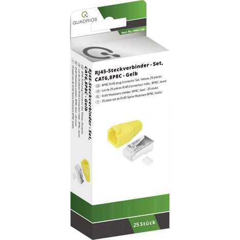 Quadrios RJ-45 Steckverbinder Set-CAT 6 1906C169 Stecker, gerade Polzahl Sensoren 8P8C Gelb 25 St (1/3)
