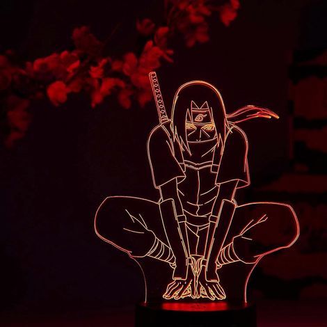 Lampe de nuit Itachi Uchiha pour otaku, Naruto Shippuden, figurine, veilleuse LED RGB 16 couleurs avec télécommande, décoration 3D pour chambre d'otaku, cadeau idéal pour les fans d'anime. (1/5)