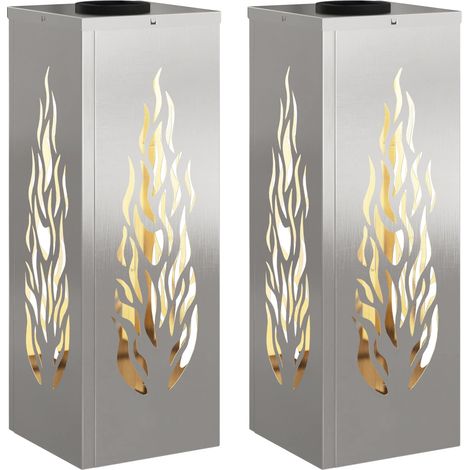 Maison Exclusive - Faro LED solare per sentieri 2 pcs Argento Acciaio inossidabile