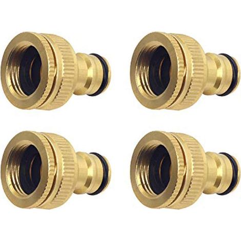 4 Pcs Raccord Tuyau d'Arrosage en Laiton Massif, 3/4 Pouce Adaptateurs de Connexion Rapide Mâle et Femelle pour Arrosage(BSP) - A8 (1/5)