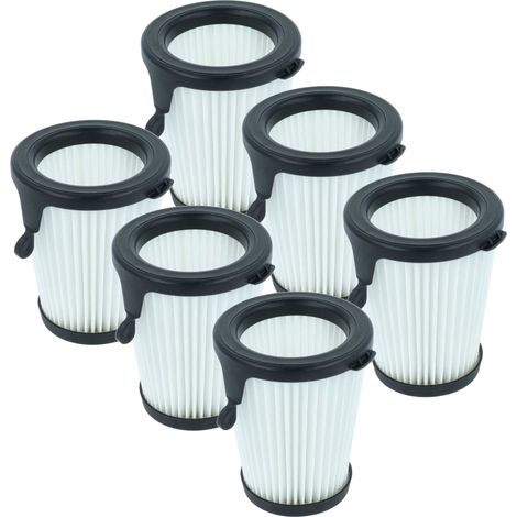 vhbw 6x Staubsaugerfilter kompatibel mit Milwaukee M12, 0850-20 Staubsauger - HEPA-Filter Schwarz Weiß
