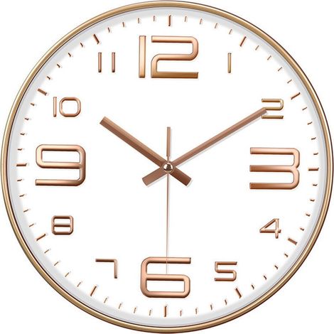 Horloge Murale Moderne Élégante 12 Pouces (30cm) - Silencieuse à Quartz sur Piles - Design Décoratif Ronde pour Maison/Bureau/Cuisine/Chambre/Salon - Lecture Facile